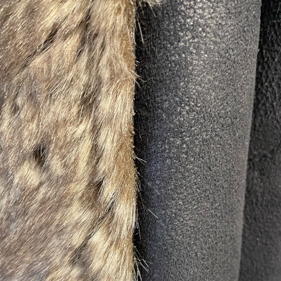 VELVET by Graham & Spencer Faux suede shearling jacket shawl collar tie front - Picture 3 of 5